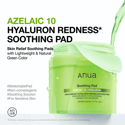 [Anua] Azelaic 10 Hyaluron Redness Soothing Pad 230ml 90ea