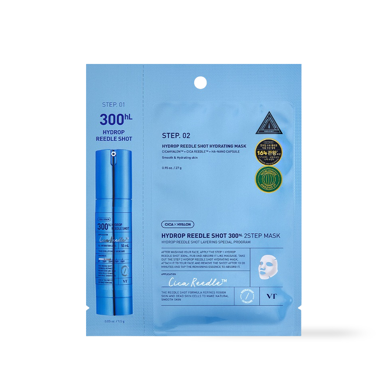 [VT Cosmetics] HYDROP Reedles Shot 300hL 2 STEP MASK