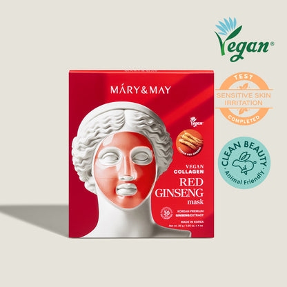 [MARY&MAY] Vegan Collagen Red Ginseng Mask (30g x4)