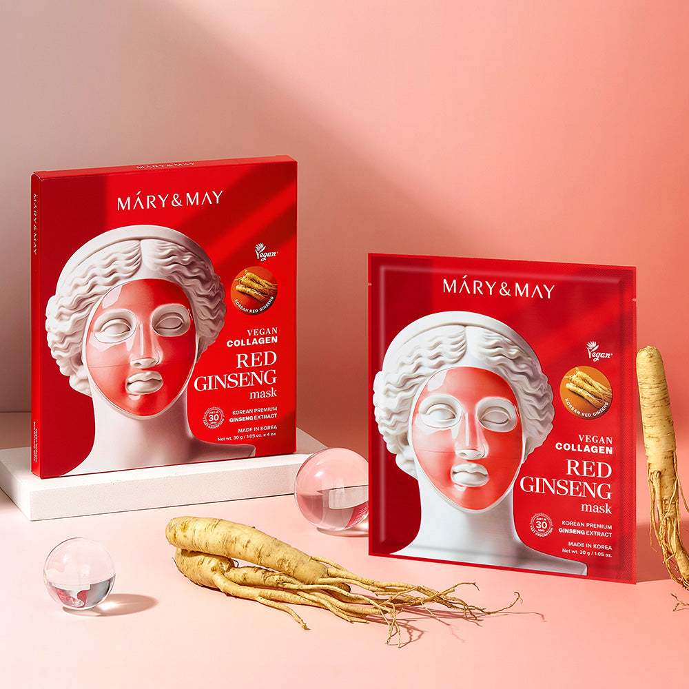 [MARY&MAY] Vegan Collagen Red Ginseng Mask (30g x4)